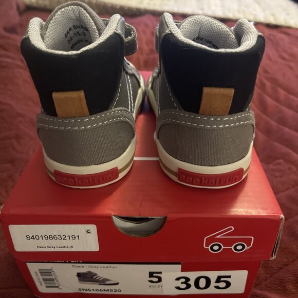 NWB New See Kai Run Dane Hi Top Grey leather sneakers, Little kids Sz 5 Gray - Picture 3 of 15
